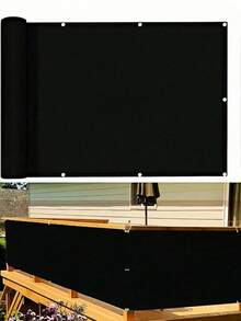 1pc Opaque Privacy Fence Screen, Waterproof Balcony Cover With UV Protection, Black Outdoor Patio Privacy Shade For Apartment Railing Deck Porch - Black - View 12