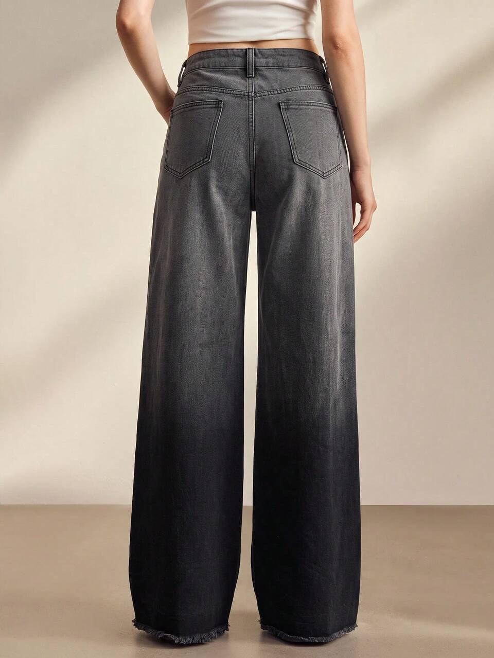 Anewsta Women's Fashion New Gradient Blue Straight Leg Jeans Pants, Vacation Style