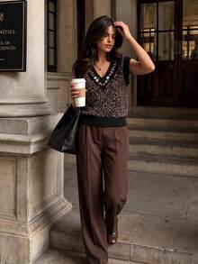 Anewsta Autumn/Winter Mori Style Vintage V-Neck Knitted Vest, Colorful Mixed Yarn Heavy Embroidery Floral Sleeveless Top, Soft Vintage Layering Outerwear - Black - View 6