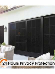 1Roll Blackout Window Film Non Adhesive Black Window Cover Stained Glass Sun Block Privacy Tint For Home Room Darkening Sleep Heat Control - Black - View 12