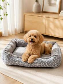 1pc Fluffy Pet Bed, Warm Arctic Velvet Cozy Dog & Cat Nest, Washable Round Plush Kennel For Small To Large Dogs, Super Soft Winter Sleeping Mat For Indoor Home Use, Gray/Yellow Available - Multicolor - View 9