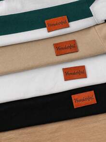 4pcs Tween Boy Casual Solid Color & Striped Long Sleeve T-Shirts Chic For Autumn/Winter Fall - Multicolor - View 7
