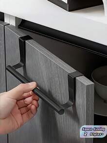 1 PC Elegant No Drill Over Door Towel Rack For Bathroom Kitchen Durable Rustproof Space Saving Wall Mounted Hanging Holder Strong Adhesive Hook Organizer Storage Rack Home Apartment Dorm Use Practical Decorative Stylish Multi Purpose - multicolor - View 1
