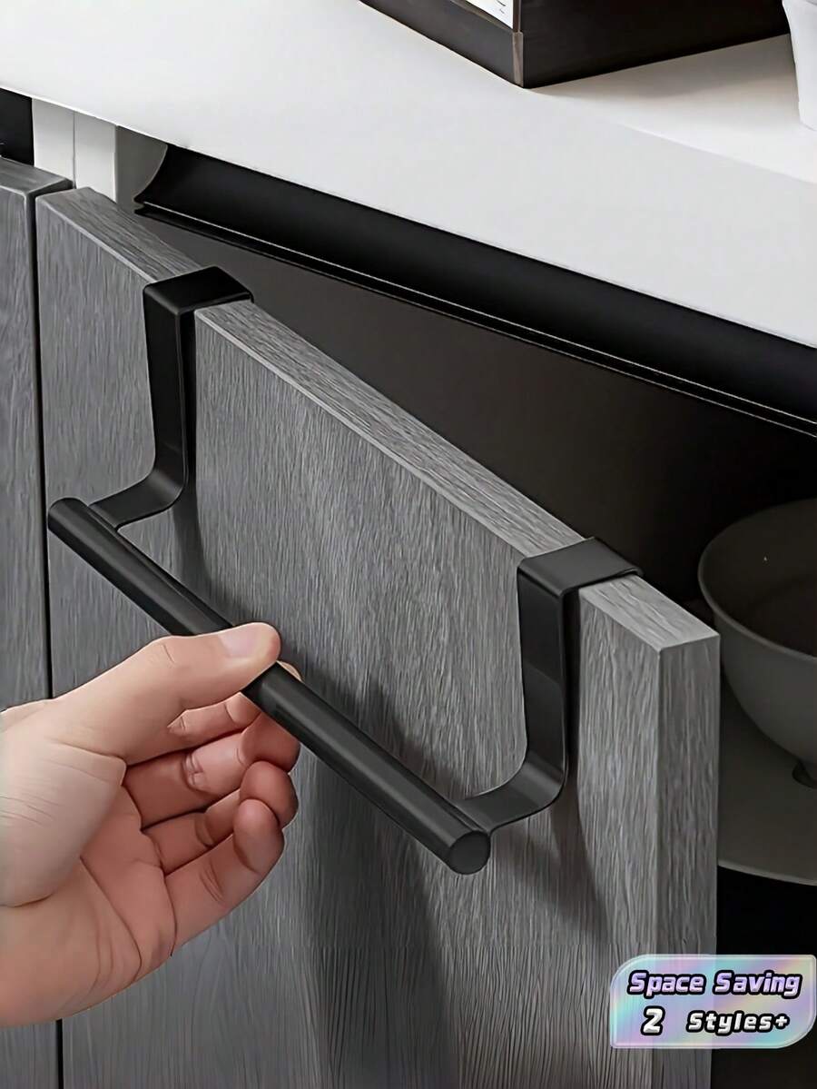 1 PC Elegant No Drill Over Door Towel Rack For Bathroom Kitchen Durable Rustproof Space Saving Wall Mounted Hanging Holder Strong Adhesive Hook Organizer Storage Rack Home Apartment Dorm Use Practical Decorative Stylish Multi Purpose - multicolor - View 1