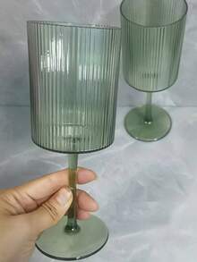 Striped Cylindrical Stemmed Wine Glasses, Pink/Green/Blue, Suitable For Friend Gatherings, Weddings, Banquets, Festivals And Birthday Parties (Bubbles May Appear On The Glass Body, Which Is Normal) - View 11