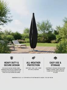 1Pc 210D Oxford Cloth Waterproof Windproof Patio Umbrella Cover Large Size Dust Resistant Sunshade Umbrella Protective Cover Durable Weather Resistant Anti UV Protective Case For Backyard Lawn Courtyard Poolside Balcony Outdoor Garden Terrace Daily - Black - View 6