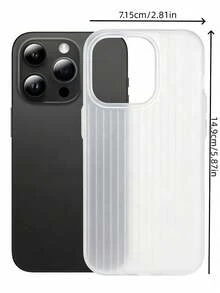 1PC Semi-Transparent Frosted Corrugated Phone Case Compatible With Iphone 16 And 16 Pro Simple Design With Soft TPU Bumper Scratch-Resistant Slim-Fit For Men, Women, And Teens Daily Business And Travel Gift - Black - View 3