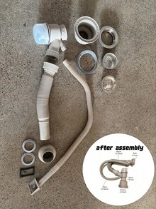 1 Set Perlengkapan Pipa Pembuangan Dapur PVC Slot Tunggal Universal, Selang Pembuangan Fleksibel yang Dapat Ditarik Lurus dengan Perangkap Air Anti Bau, Pipa Pembuangan Wastafel Dapur Dua Bak Anti Bocor, Mudah Dipasang - warna-warni - View 8