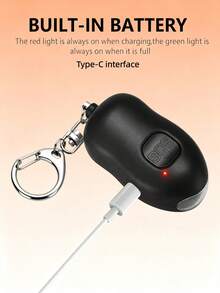 Teckwe 1 Piece 130dB Rechargeable Portable Keychain LED Light Personal Security 130mAh Alarm Loud Emergency Siren For Women Elderly Outdoor Self Defense Protection. - Multicolor - View 4