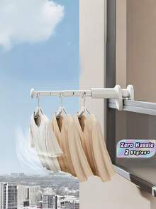 2 PCS Folding Travel Clothes Hanger, Portable Foldable Drying Rack With 5 Holes & Rotating Clips, Space Saving Adjustable Laundry Hanger For Home Dorm Bathroom - multicolor - View 1