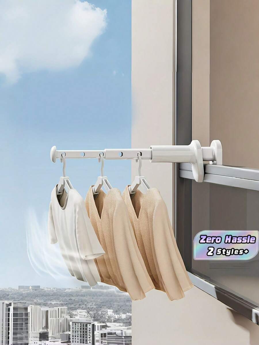 2 PCS Folding Travel Clothes Hanger, Portable Foldable Drying Rack With 5 Holes & Rotating Clips, Space Saving Adjustable Laundry Hanger For Home Dorm Bathroom - multicolor - View 1