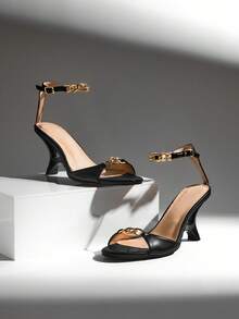 SHUZIA Women's Elegant Minimalist Ankle Wadge Sandals - Black - View 7