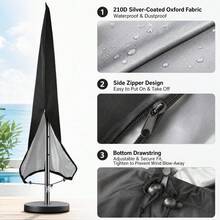 1Pc 210D Oxford Cloth Waterproof Windproof Patio Umbrella Cover Large Size Dust Resistant Sunshade Umbrella Protective Cover Durable Weather Resistant Anti UV Protective Case For Backyard Lawn Courtyard Poolside Balcony Outdoor Garden Terrace Daily - Black - View 3