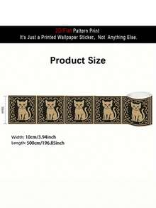 1PC PVC Self Adhesive Waterproof Removable Wallpaper Border Baseboard Trim Peel And Stick 2D Flat Gold Cat Animal Pattern Wall Mural Sticker For Kitchen Bathroom Living Room Bedroom Dining Room Party Holiday Decoration Home Decor Wall Art - multicolor - View 7