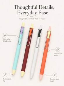 5Pcs(Random Color)-Pen Set 0.5 Mm Retractable Ball Neutral Pen Suitable For Home And Office Back To School Graduation Gift - Sets - View 4
