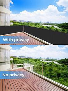 1pc Opaque Privacy Fence Screen, Waterproof Balcony Cover With UV Protection, Black Outdoor Patio Privacy Shade For Apartment Railing Deck Porch - Black - View 9