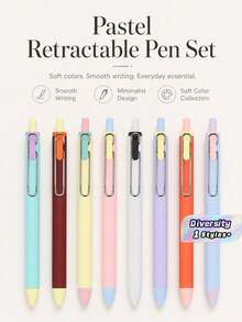 5Pcs(Random Color)-Pen Set 0.5 Mm Retractable Ball Neutral Pen Suitable For Home And Office Back To School Graduation Gift - Sets - View 1