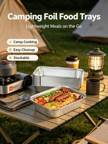 30pcs Disposable Aluminum Foil Pans, Suitable For Outdoor Barbecue; 20/10pcs Kitchen Steamer Boxes, Convenient And Practical; 1pc Practical And Clean (Lunch Box Without Lid) - Silver - View 7