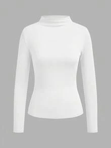 SHEIN LUNE 3 piezas de camisetas de manga larga acanaladas de color sólido para mujer - Multicolor - Ver 8
