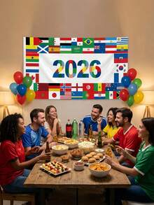1件 2026世界盃旗幟橫幅 足球派對裝飾背景 含各國國旗 適合運動迷 賽事之夜觀賽派對 戶內外裝飾 - A - 查看 5