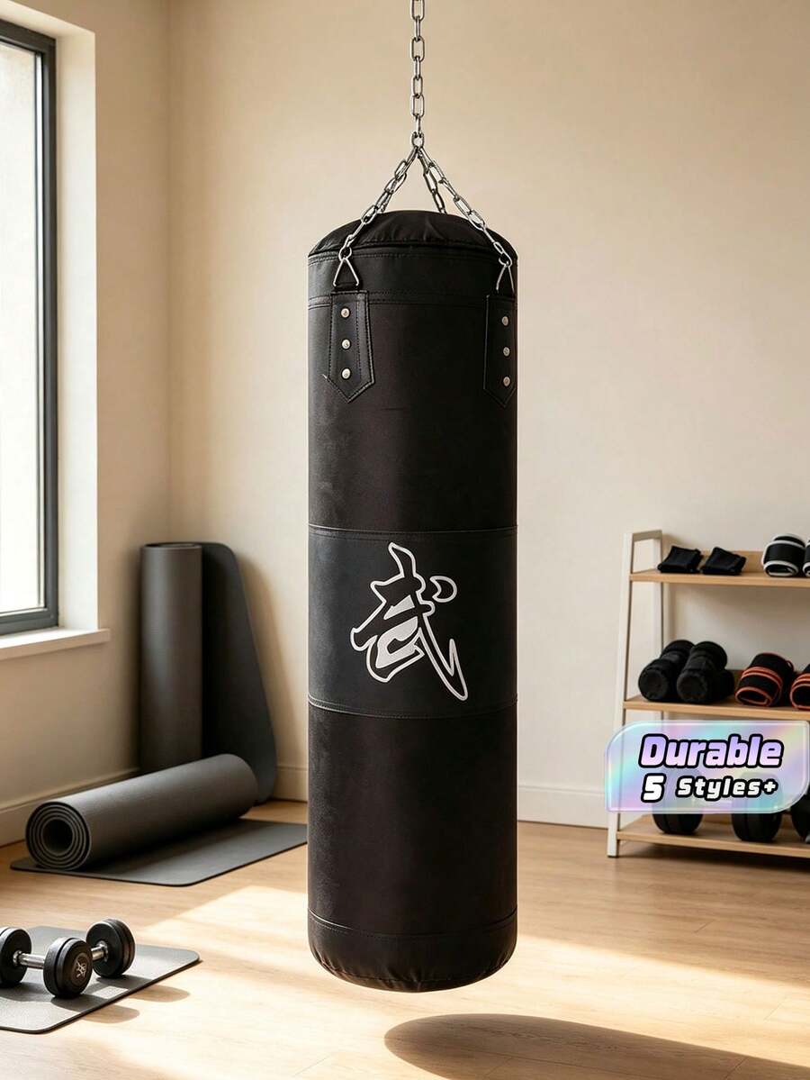 1 Hollow Sandbag, Suitable For Boys And Girls Of All Ages. Features A Chain Hook And Is Ideal For Martial Arts And Combat Training (Not Filled). - Black - View 1