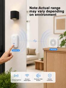 Teckwe 1PC Wireless Doorbell - Welcome Doorbell - USB Interface - Easy Installation - No Wiring Required - Smart Doorbell Set - Suitable For Homes, Apartments, Offices - At The Entrance - Daily Household Use - Electronic Smart Living Accessory - View 6