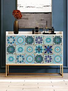 10pcs Self Adhesive Waterproof Oilproof Mildewproof Removable Tile Stickers Blue Purple Mandala For Bathroom Kitchen Shower Wall Home Decor - multicolor - View 3