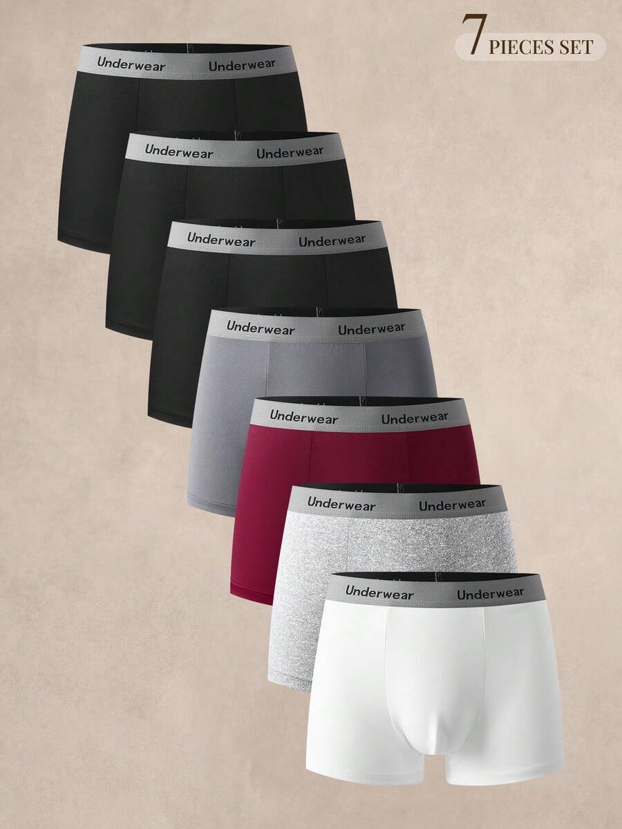 EverLounge 7pcs Men's Letter Print Boxer Briefs Set - Multicolor - View 1