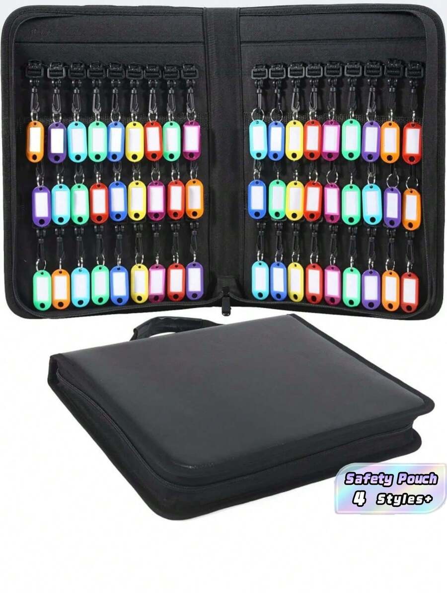1PC Portable Zipper Key Storage Box Waterproof Flame Resistant Key Holder Case Compact Car Key Organizer For Travel Home Office Car Keys Fire Resistant Pouch Gift - Single Piece - View 1