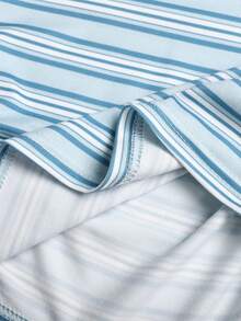 SHEIN Tween Girl Summer Casual Blue Striped Waist-Cinching T-Shirt Back-To-School Top - Blue - View 7