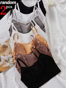 Randomly Ships 2 Of 7 Teen Girl Camisole Tank Top With Padded Cups, Anti-Exposure Sports Bra, Outerwear Base Layer - Multicolor - View 3