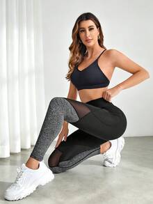 Easithlete Easithlete Women's Mesh Patchwork Color Block Casual Daily Travel Sports Leggings - Multicolor - View 4