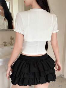 Tideelle White Short Cardigan + Camisole Top Women's Summer Design 2 Pieces Set - White - View 2
