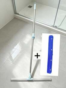 1pc Silicone Floor Squeegee With Stainless Steel Telescopic Handle, Bathroom Floor Water Sweeper, Kitchen Scraper For Floor Cleaning, Household Glass Window Wall Cleaning Tool - Light blue telescopic rod (50cm silicone) - View 13
