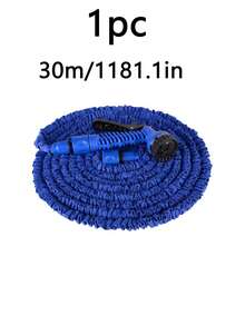 1pc The Blue Telescopic Elastic Hose, Equipped With An Adjustable Nozzle, Is Suitable For Car Washing, Lawn Watering, Plant Care, And Pet Bathing. It Can Be Used All Year Round And Is Made Of Hose And Connector. - Blue - View 9