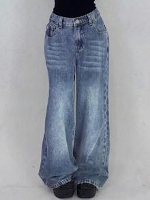 SHEIN Tween Girls' Light-Colored Casual Jeans - Light Wash - View 1