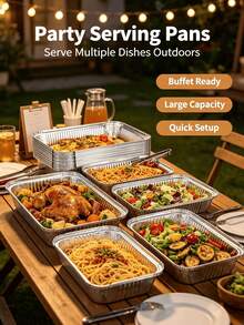 30pcs Disposable Aluminum Foil Pans, Suitable For Outdoor Barbecue; 20/10pcs Kitchen Steamer Boxes, Convenient And Practical; 1pc Practical And Clean (Lunch Box Without Lid) - Silver - View 2