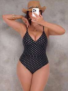 Shapewave Plus Size Women Sexy Beach Shaping One-Piece Swimsuit - Black - View 5