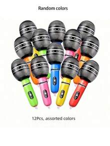 MINKOJA 3/6/12/18/24/36 Pcs 9.4 Inch Inflatable Microphone Balloons, PVC Fake Microphone Props. Assorted Bright Colors, Durable & No Power Needed. Novelty Party Decorations For Christmas, Birthdays, Concerts And Festival Events. - multicolor - View 7