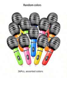 MINKOJA 3/6/12/18/24/36 Pcs 9.4 Inch Inflatable Microphone Balloons, PVC Fake Microphone Props. Assorted Bright Colors, Durable & No Power Needed. Novelty Party Decorations For Christmas, Birthdays, Concerts And Festival Events. - multicolor - View 10
