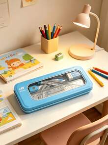 Math Geometry Drawing Tool Set With Compass, Rulers, Eraser, Pencil Sharpener And Blue Storage Box. Back‑To‑School Stationery For Student Campus Use. - Multicolor - View 9