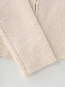Balvessa Women's Solid Color Long Sleeve Zip-Up Knit Cardigan - Camel - View 4