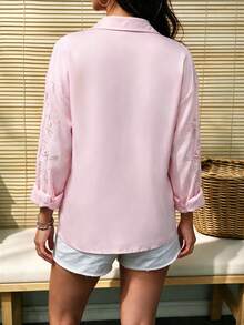 EMERY ROSE Plus Size Floral Print Vacation Casual Shirt Fall - Pink - View 2