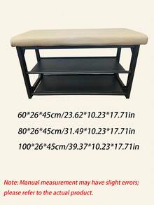 1PC Upholstered Shoe Changing Bench,Double Layer Open Shoe Rack With Cushioned Seat,Breathable Shoe Storage Bench,Sturdy Shoe Stool For Entryway Hallway Apartment Small Home - Multicolor - View 5