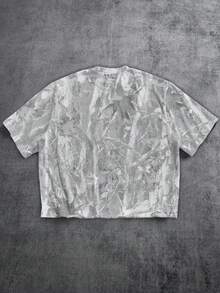 Manfinity ZONE917 Kaos Lengan Pendek Ukuran Standar American Boxy Cropped Loose Distressed Dry Branch & Leaf NYC Graphic - MultiWarna - View 5
