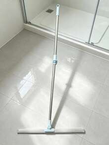 1pc Silicone Floor Squeegee With Stainless Steel Telescopic Handle, Bathroom Floor Water Sweeper, Kitchen Scraper For Floor Cleaning, Household Glass Window Wall Cleaning Tool - Light blue telescopic rod (50cm silicone) - View 14