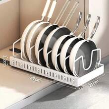 1 2pcs Sliding Pull Out Cabinet Storage Organizer Adjustable Dividers Space Saving Detachable Kitchen Container For Pans Bowls Lids Baking Tools Plates Indoor Kitchen Cabinet Arrangement Storage Accessories - Multicolor - View 9