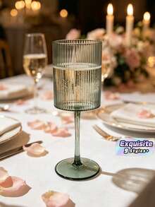 Striped Cylindrical Stemmed Wine Glasses, Pink/Green/Blue, Suitable For Friend Gatherings, Weddings, Banquets, Festivals And Birthday Parties (Bubbles May Appear On The Glass Body, Which Is Normal) - View 1