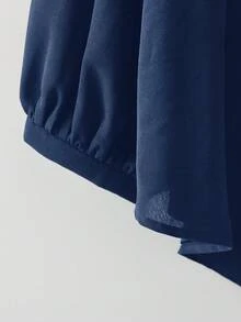 SHEIN Essnce 大尺碼純色襯衫與長褲兩件套 秋季 正式 度假 外出 早午餐 生日 晚宴 海軍藍 休閒 - 藏蓝色 - 查看 9