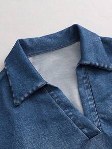 SHEIN Fall Winter 2026 Festival Outfits Going Out Casual Blouses For Ladies Holiday Outfits For Women Business Country Basic Tops Traditional Renaissance - Blue - View 3
